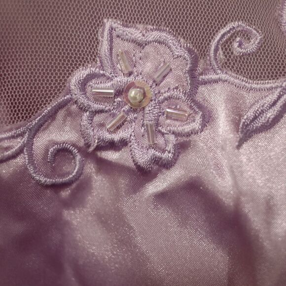 Cinema Etoile Lavender Applique Silky Robe Sleepwear Medium - Picture 6 of 11
